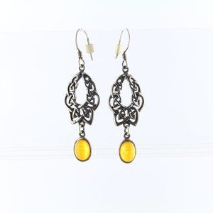 925 Sterling silver Celtic amber earrings